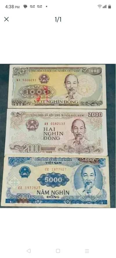 veitnam 3 banknotes set+get one free banknote