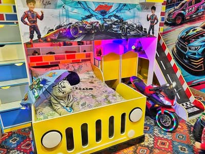 Fully Customised Kids Car Bedroom Set