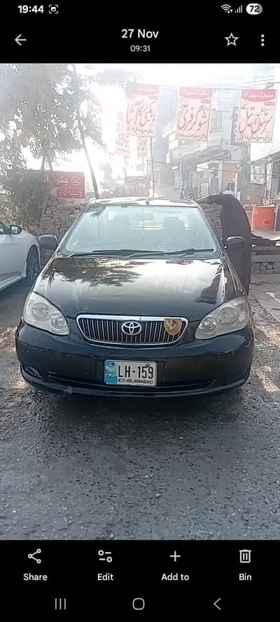 Toyota Corrola Gli 2007 modle islamabad number black colour