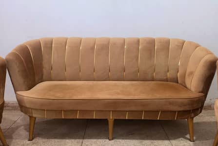 5 seater golden Sofa Set.