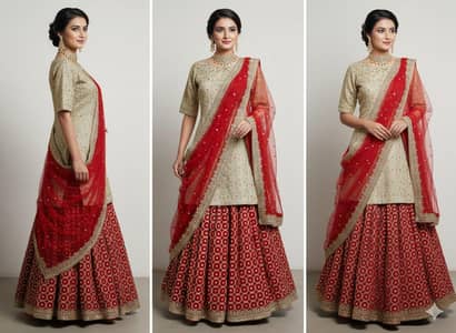 Elegant Red & Gold Bridal Lehenga – Premium Georgette Chiffon