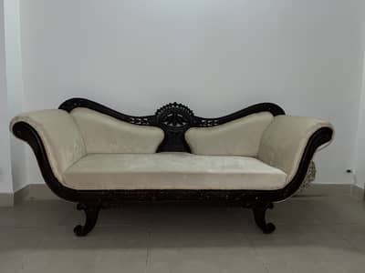 Pure wood beige upholstery sofa