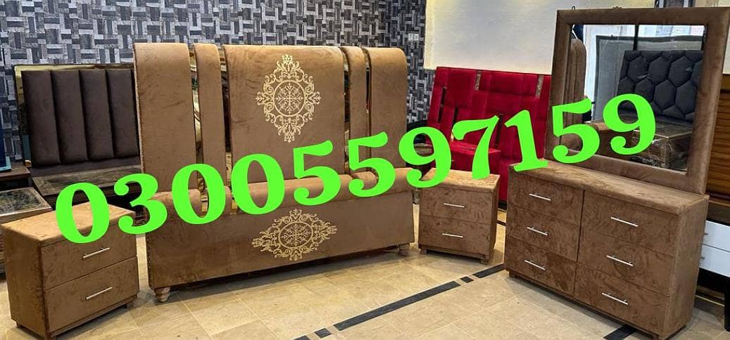 king size bed| wood bed set| bed side table dressing| solid single bed 9