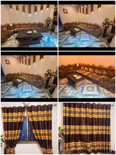 sofa set n curtains  n table