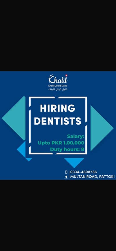Dentist required for 08 hours , timing hours can be flexible