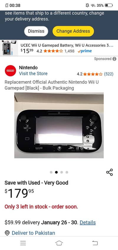 Nintendo Wii u pad only fresh condition with charger exceries not ch