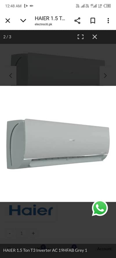 Haier 1.5 Ton T3 Inverter AC 19 HFAB