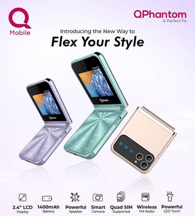 QMobile Phantom Fold 2.4 Inch Display PTA Approved Mobile 1400mAh Batt