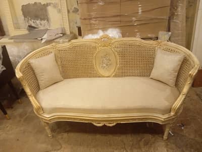 Classic Wooden Cane Sofa – Luxury Design – New Condition