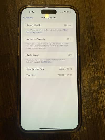 Iphone 15pro max 256gb 89 battery health scratchless mobile