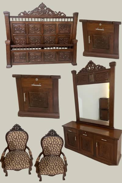 Elegant sheesham wood bedroom set