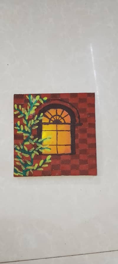 sunset window painting on canvas