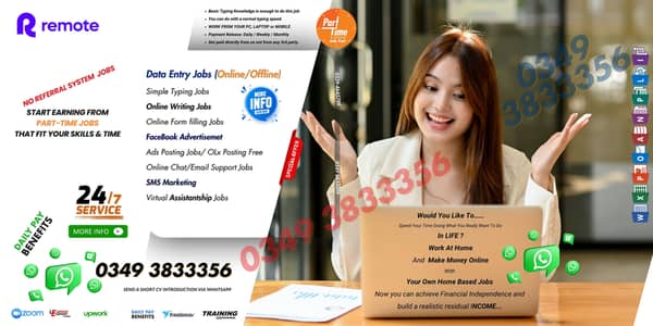 Online Job Opportunity – Work From Home  We are hiring male and female