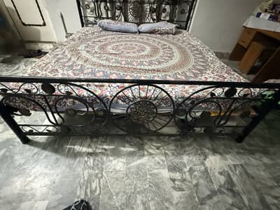 Elegant Wrought Iron Double Bed Frame – Heavy & Durable (No Mattress)