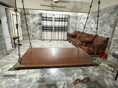 Solid Wooden Indoor Jhoola / Swing with Iron Chains – Heavy & Strong