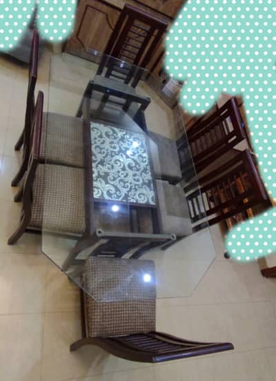 Dinning Table 6 Seater and Center Table 3 PCS