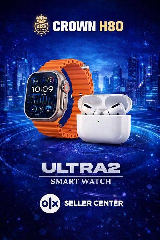 CROWN H80 Ultra2 Smart Watch Combo | Wireless Earbuds | Premium Look