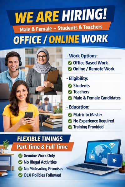 Hiring for male female students and teachers