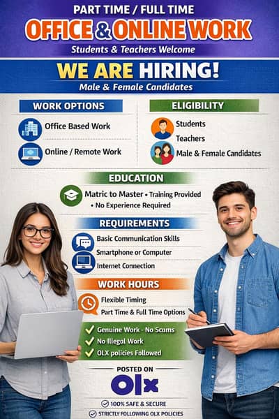 Hiring for male female students teachers offline/online