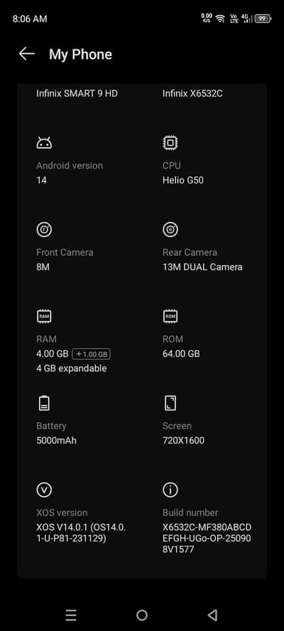 Infinix Smart 9 HD complete box