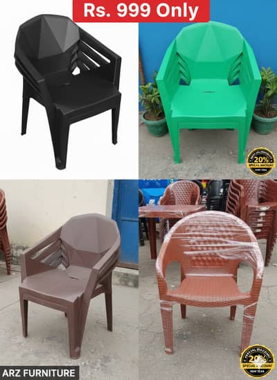 Plastic Chairs & Folding Table Set |  ArZ Furniture Rattan Design