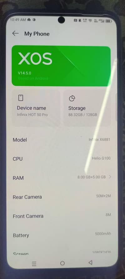 hot 50 pro 6/128 10/10 condition