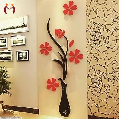 vase in red and black color  wooden Wall decor