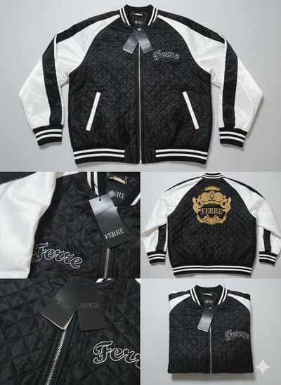 Gianfranco Ferre Men’s Quilted Bomber Jacket - Black & White - Size 56