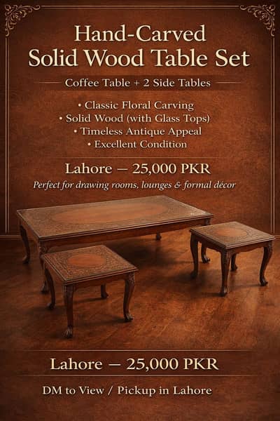 Hand-Carved Solid Chinnioti Wood Table Set