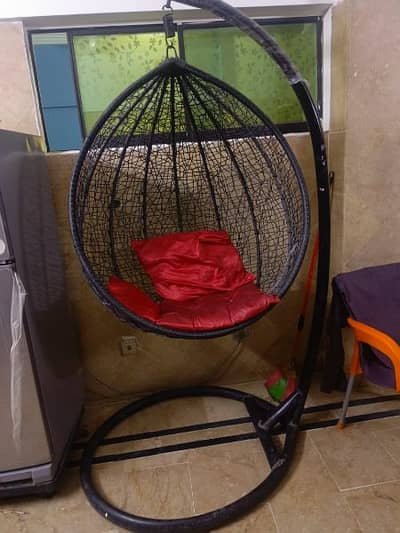 Single Seater Swing Chair with Stand for Home & Cushion