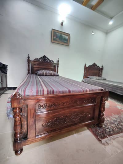 Wooden 2 Chinioti Single Beds New, (Beds only)
