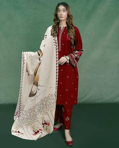 3 pc,s women unstitched embroidered suit