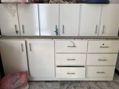 Classic white Cabinets with marble top