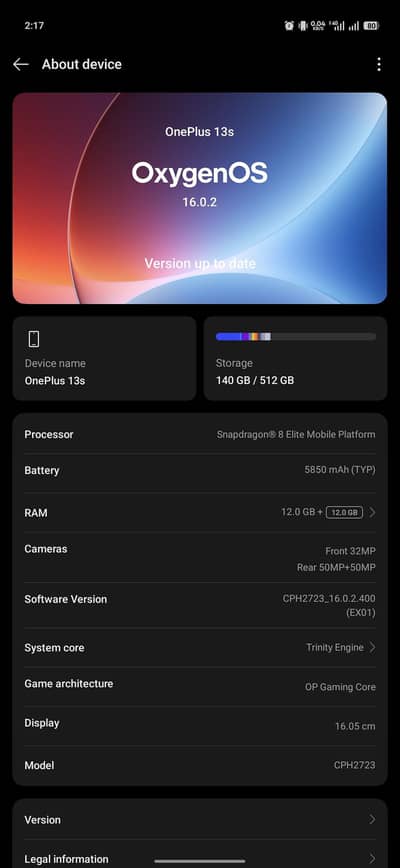 one plus 13s 12+12/512