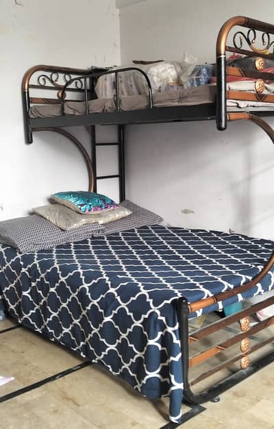 Iron double bed/bunker with 2 foams available