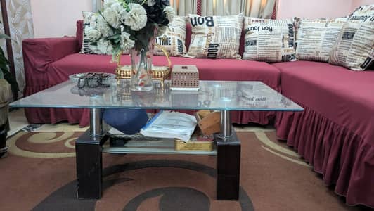 L-shaped Sofa Set with Center Table in Good  Condition