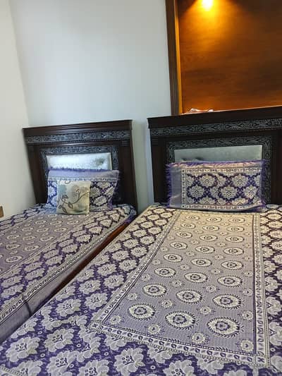 2 SINGLE BED WITH 2 MATTRESS( MOLTYFOAM) FOR SALE . CONDITION 10 /10