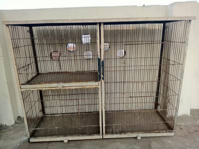 Birds cage with sliding floor and sliding door with three portions.