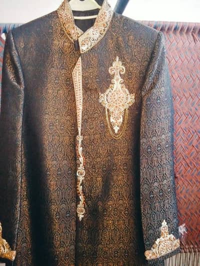 Royal style jamawar sherwani for groom