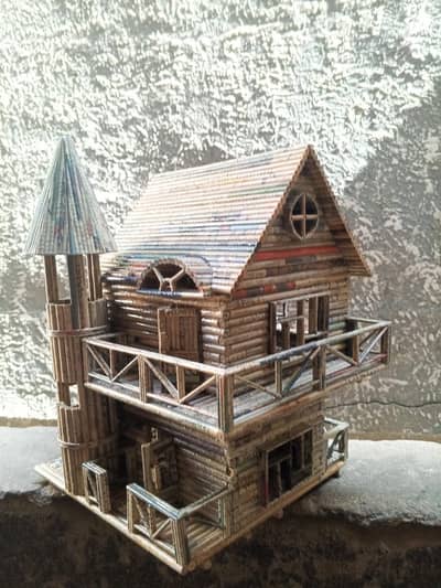 Handcrafted Newspaper Art House - Unique Decorative Model