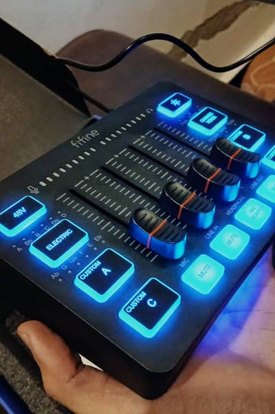 Just 3 month used FIFINE Gaming Audio Mixer, RGB Mixer with XLR Micr