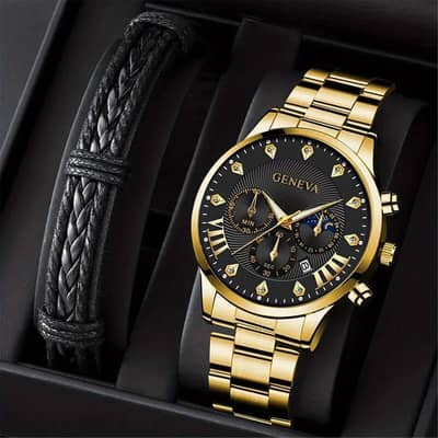 Men's stylish watch with braslit