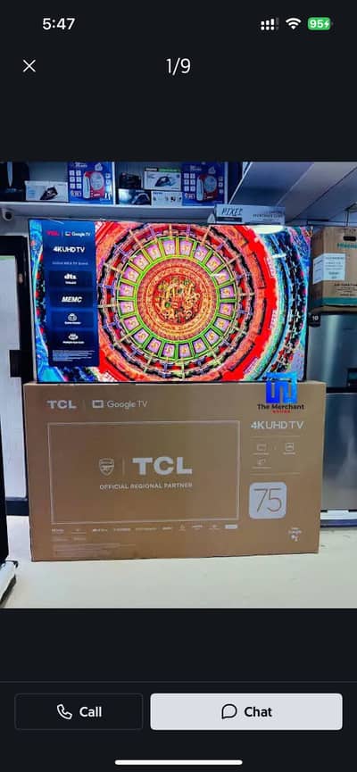 75. INCH. TCL ANDROID LED 4K UHD LATEST MODEL.  O3OOI8O2I2O