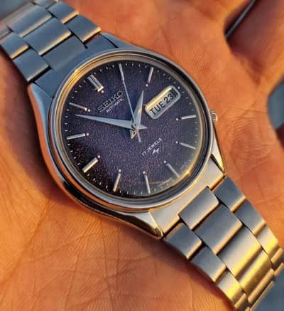 Seiko Blue Textured Dial Automatic Vintage Japan Men's Wrist Watch