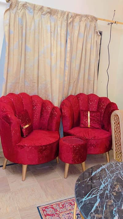 2 Chairs with table for urgent sale