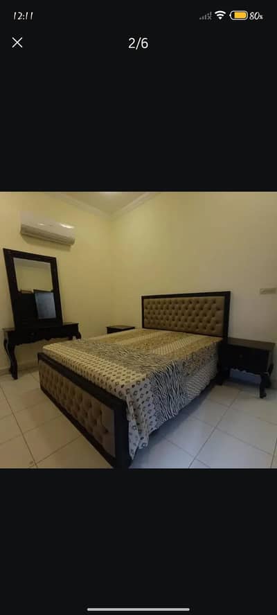 Wooden Bed set with wooden side tables