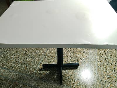 White wooden table| with iron frame| moveable