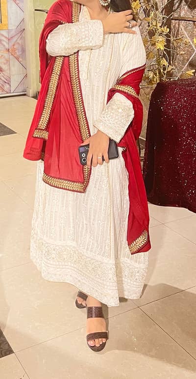 Heavy embroidery white maxi