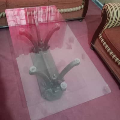 Modern Glass Coffee Table with Decorative Wooden Base