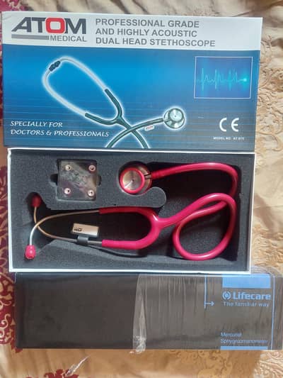 A LifeCare mercury BP apparatus with Atom Dual Stethoscope